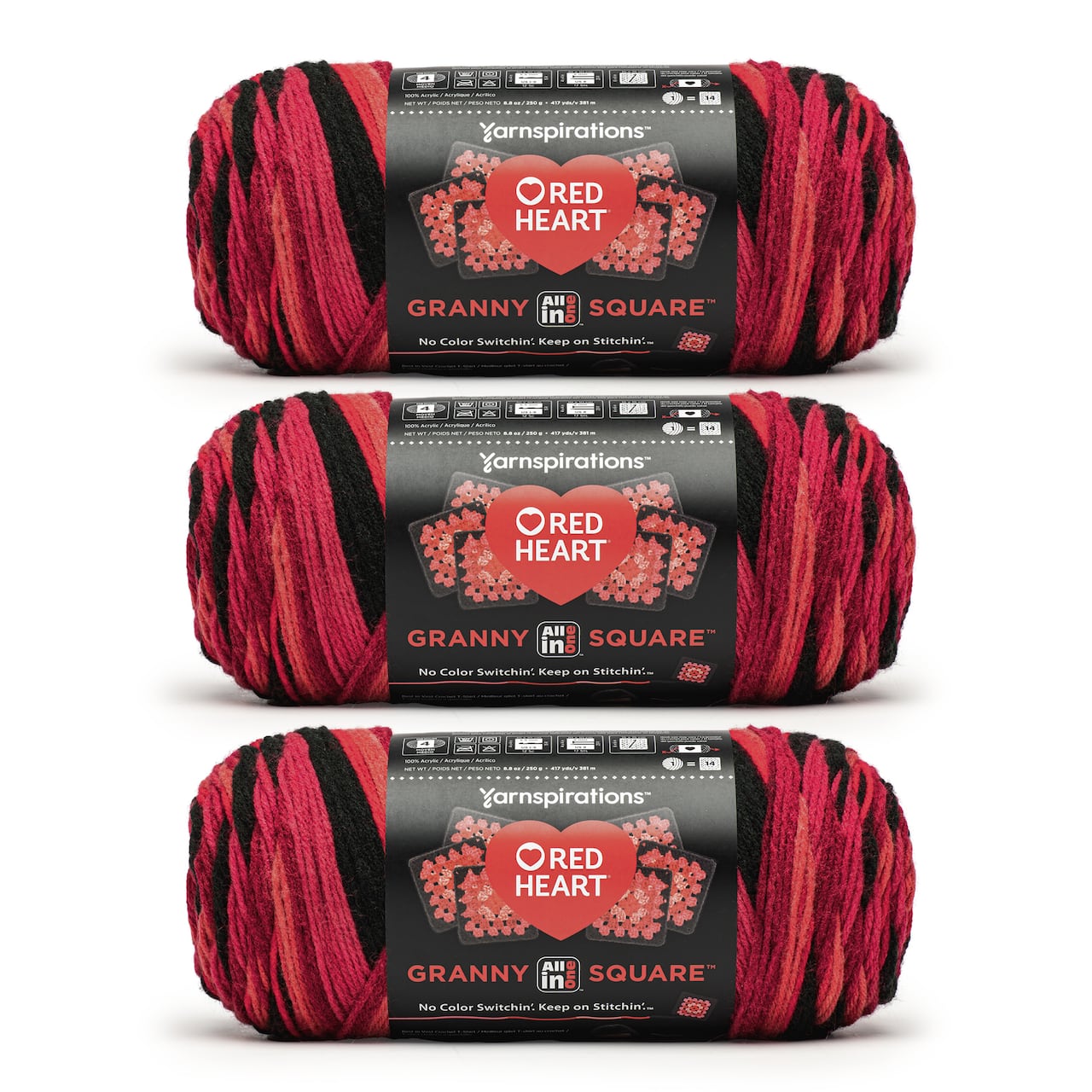 3 Pack Red Heart® All in One™ Granny Square™ Yarn
